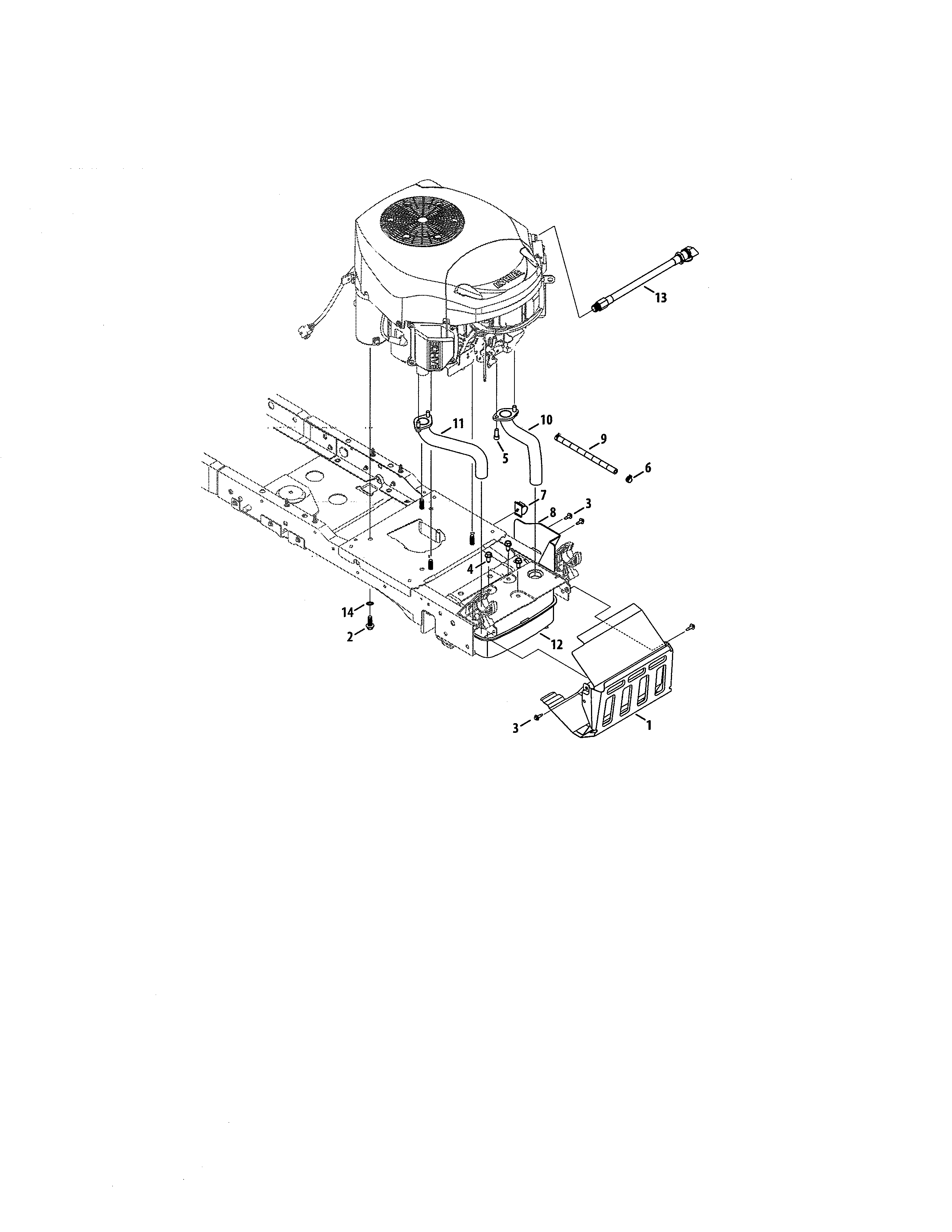 Engine/muffler/exhaust Pipe Diagram and Parts List for 247204470  Craftsman Lawn Tractor
