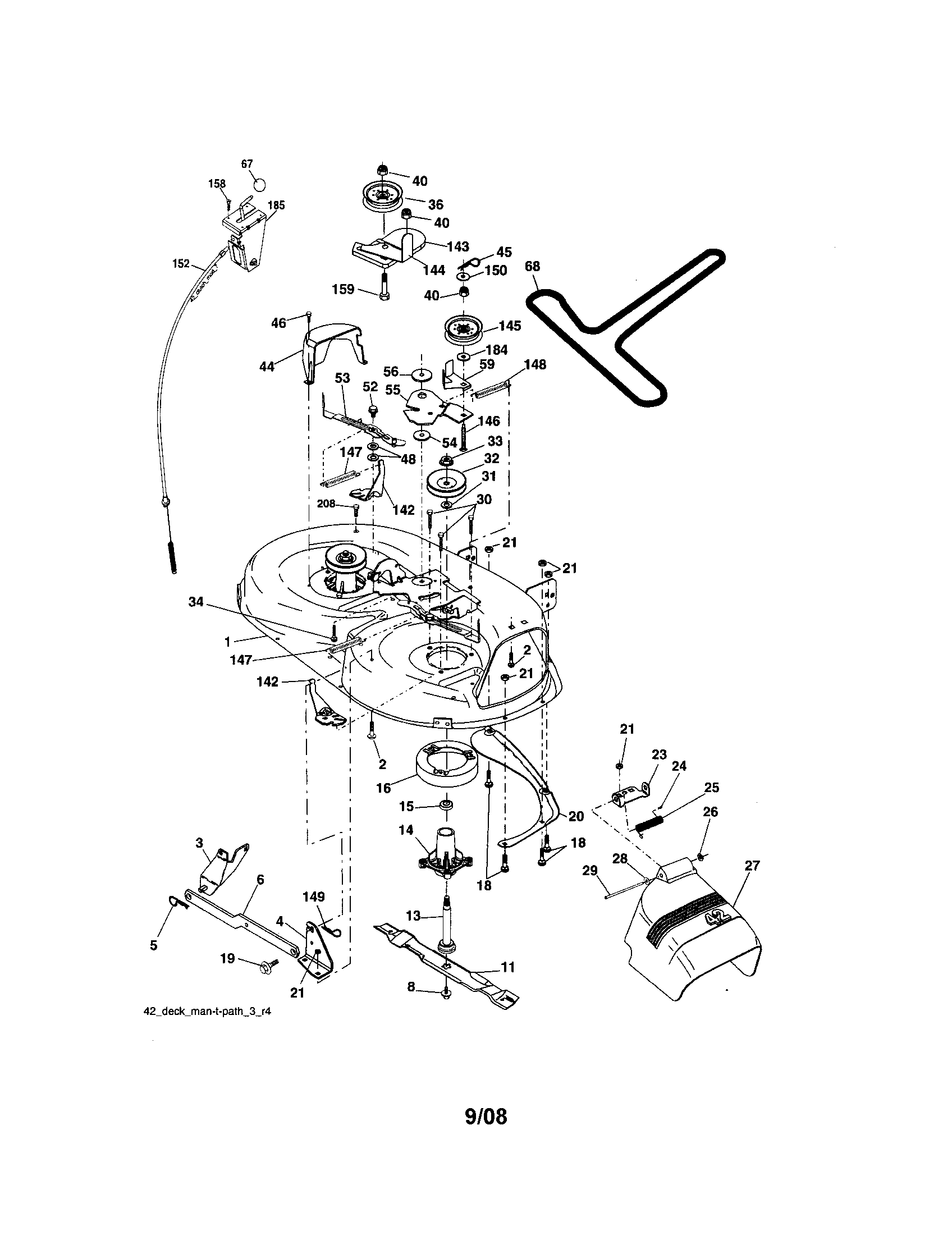 Mower Deck Diagram and Parts List for 917287031  Craftsman Lawn Tractor