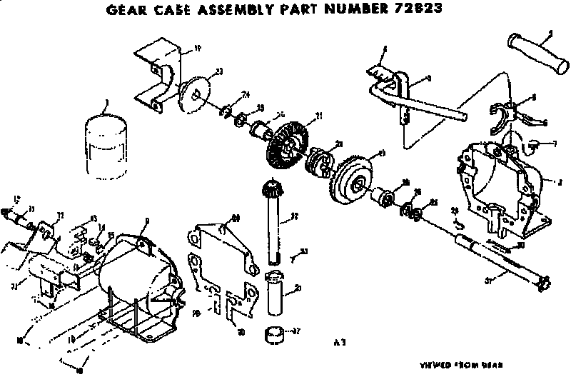 Gear Case Assembly Diagram and Parts List for 13172823  Craftsman Lawn Tractor