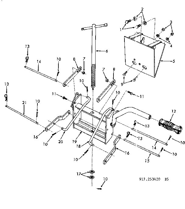 Lift Assembly Diagram and Parts List for 917253420  Craftsman Lawn Tractor