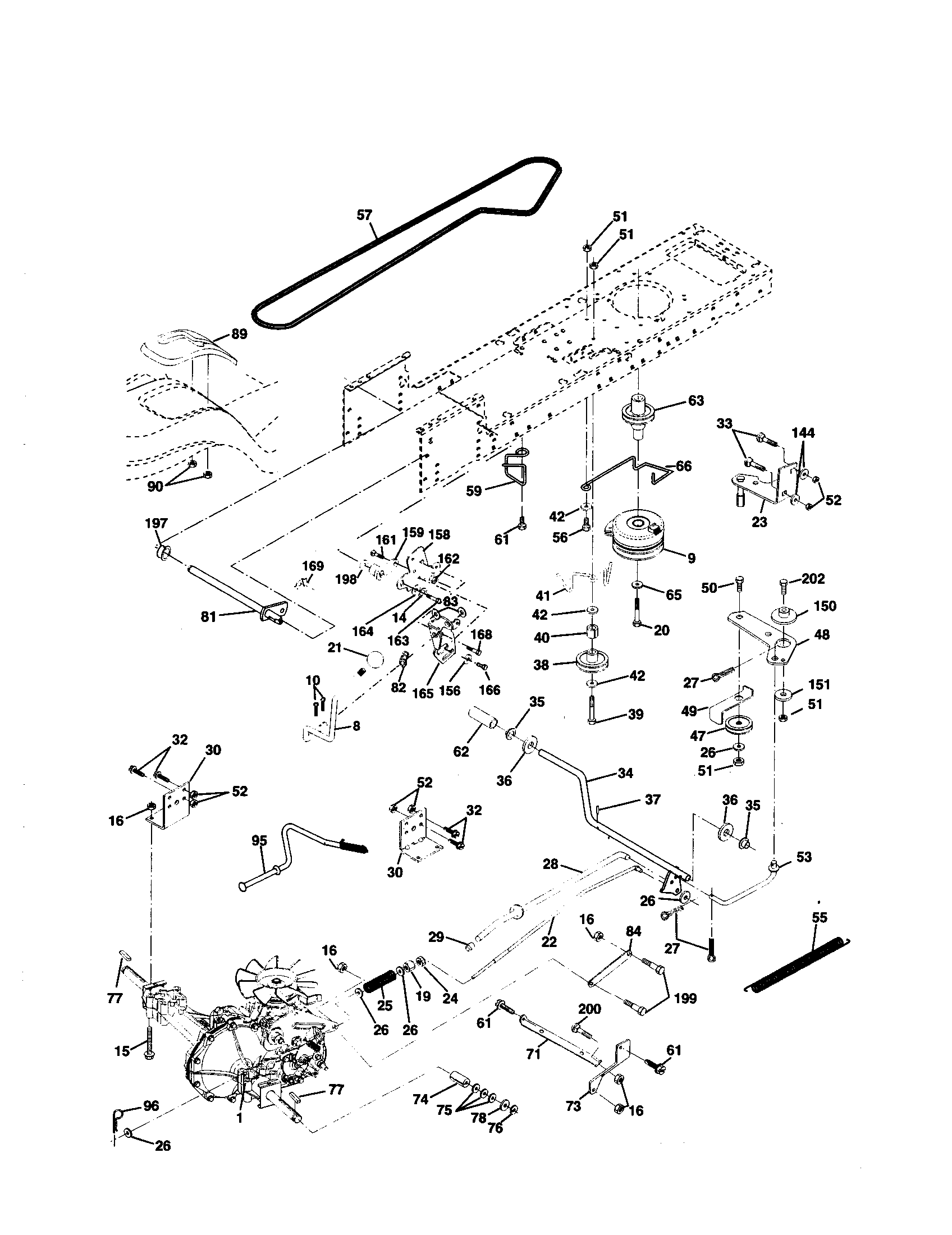 Drive Diagram and Parts List for 917259791  Craftsman Lawn Tractor