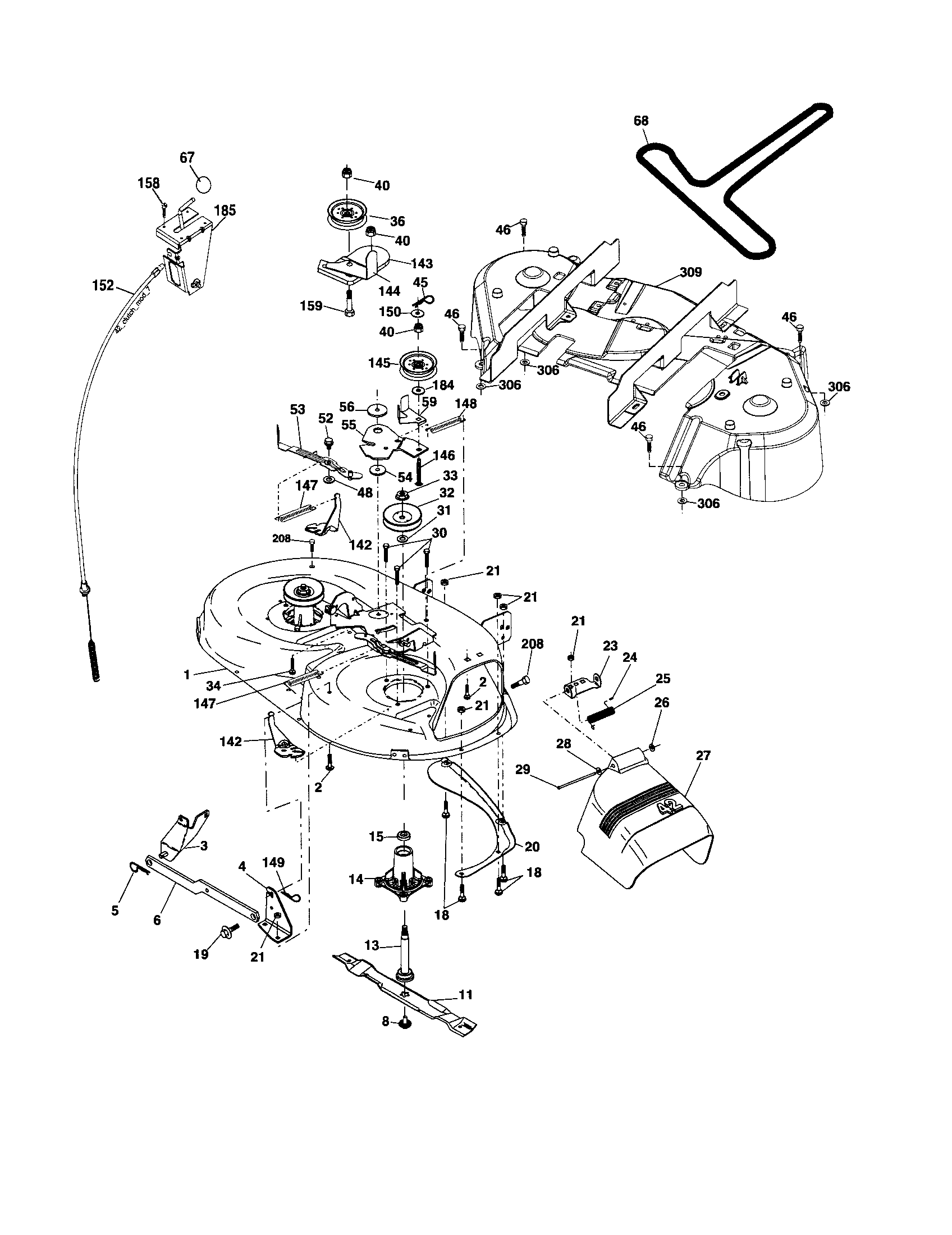 Mower Deck Diagram and Parts List for 917253140  Craftsman Lawn Tractor