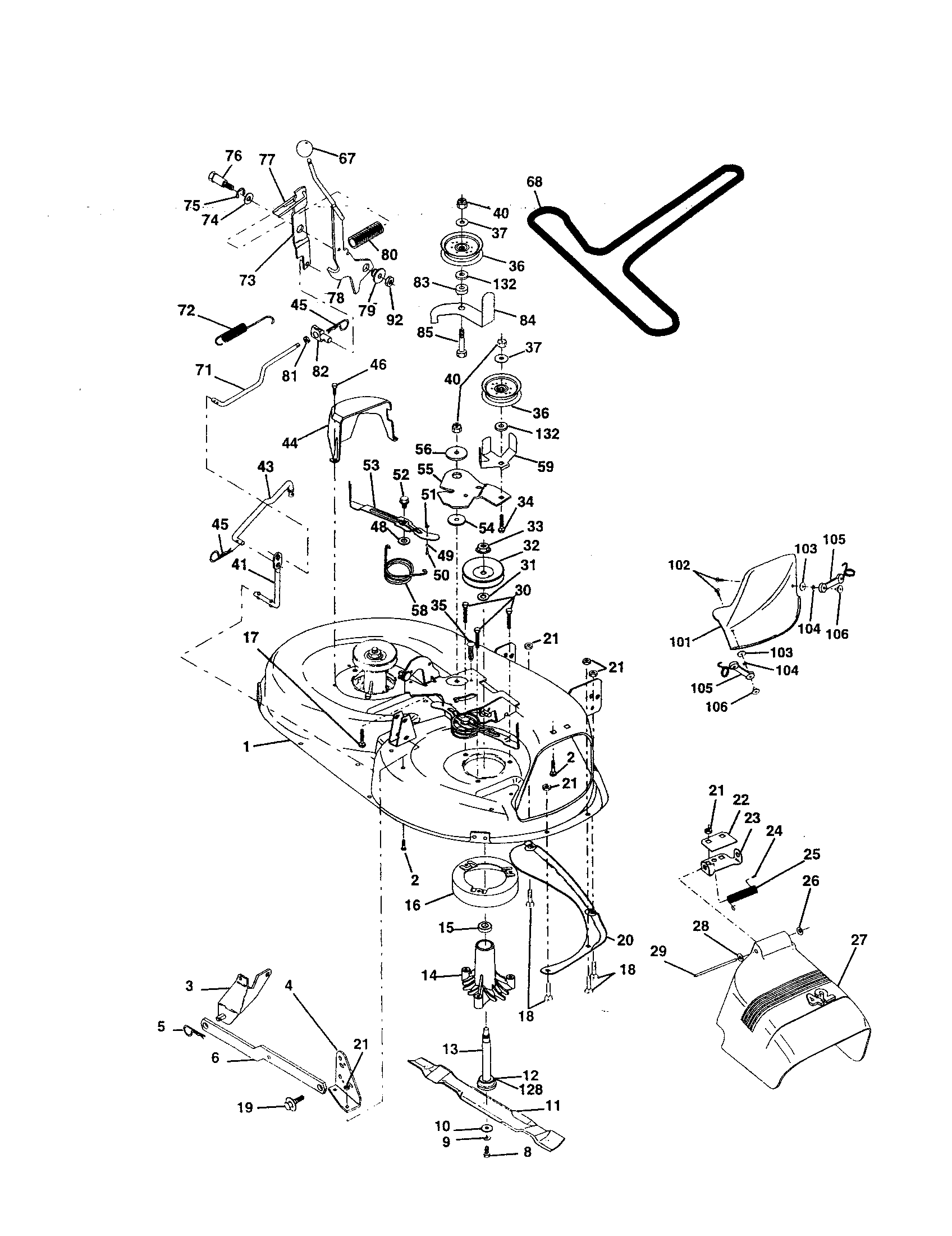 Mower Diagram and Parts List for 917252780  Craftsman Lawn Tractor