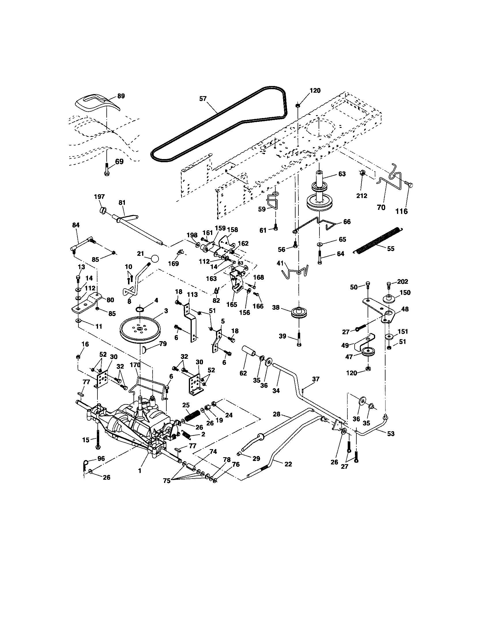 Ground Drive Diagram and Parts List for 917286050  Craftsman Lawn Tractor