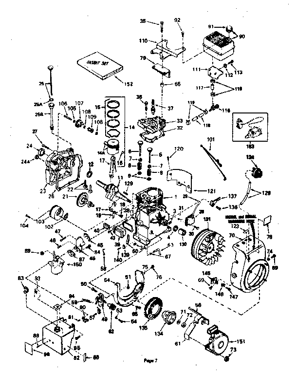 Basic Engine Diagram and Parts List for 143754152  Craftsman Engine