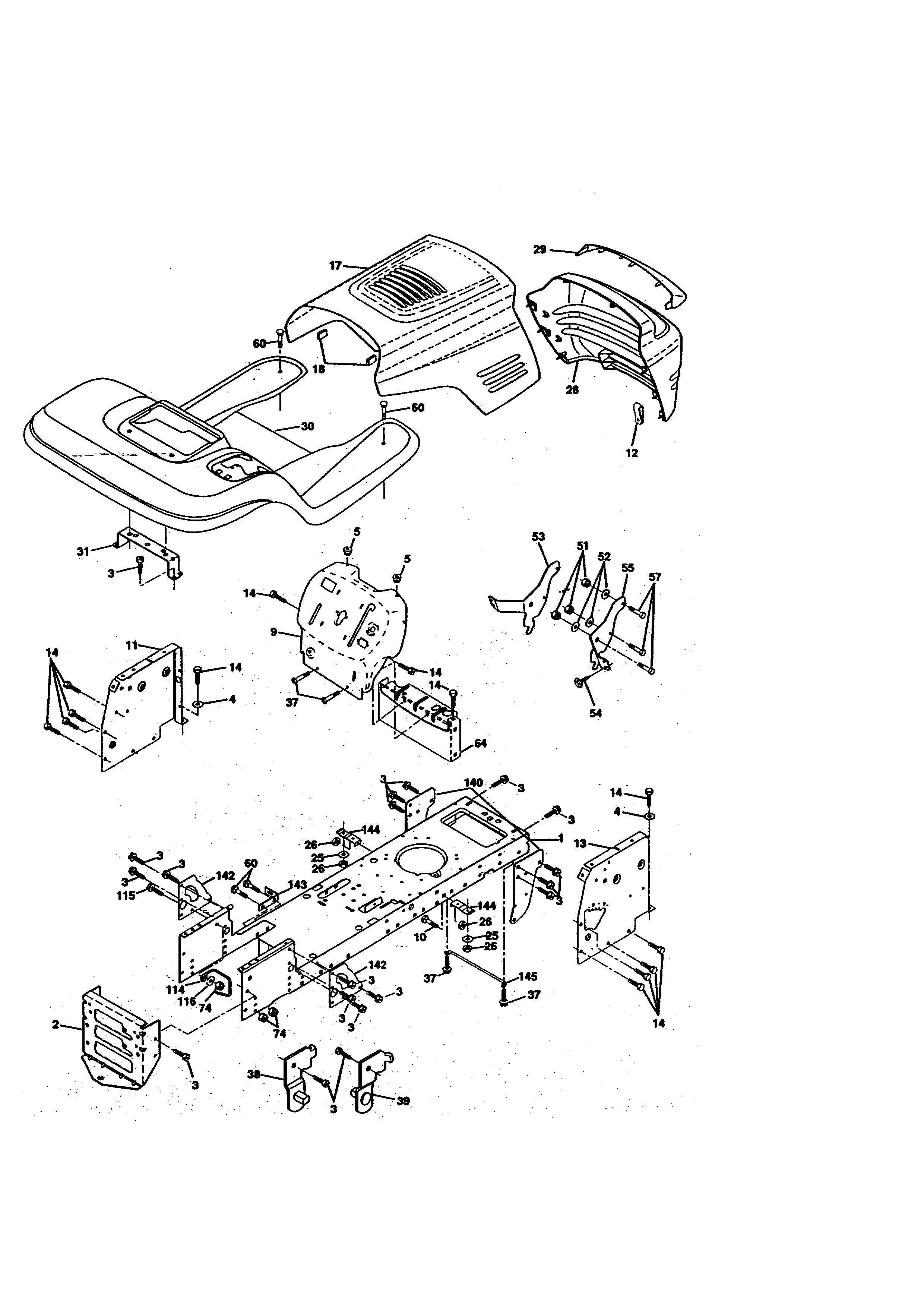 Chassis And Enclosures Diagram and Parts List for 917270711  Craftsman Lawn Tractor