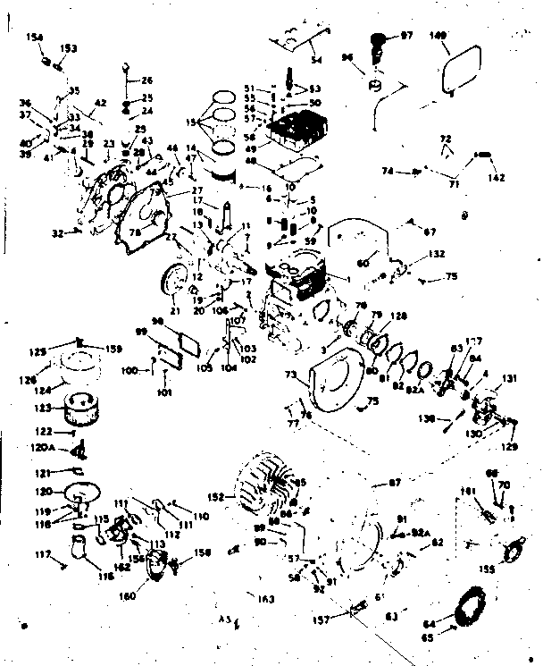 Basic Engine Diagram and Parts List for 143582122  Craftsman Engine