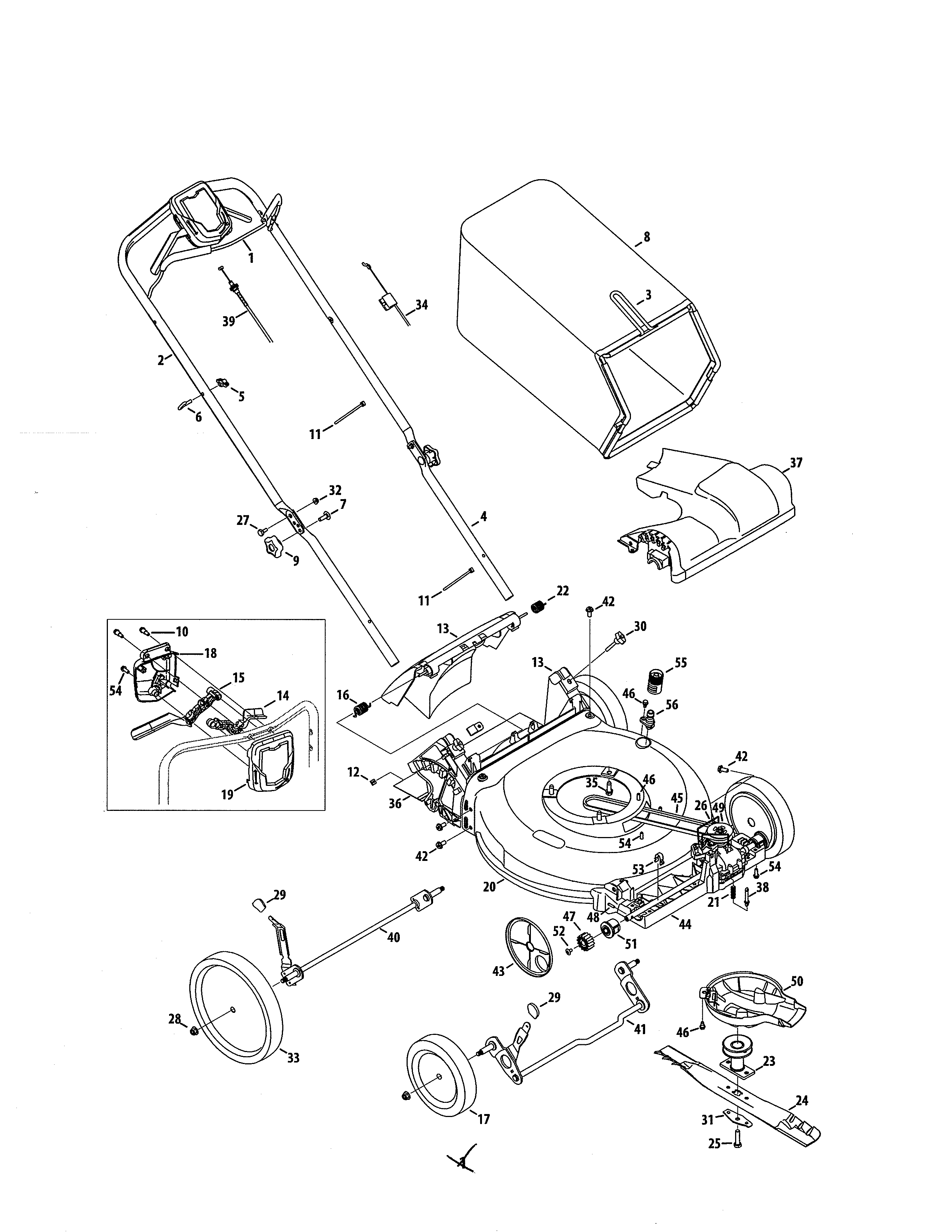 Lawn Mower Diagram and Parts List for 247397601  Craftsman Lawn Mower