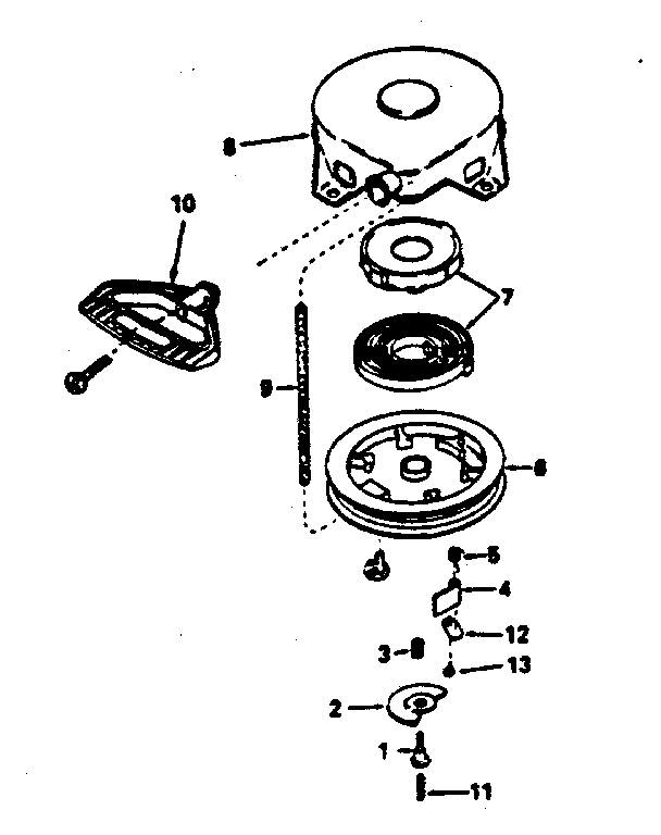 Rewind Starter Diagram and Parts List for 143764042  Craftsman Engine