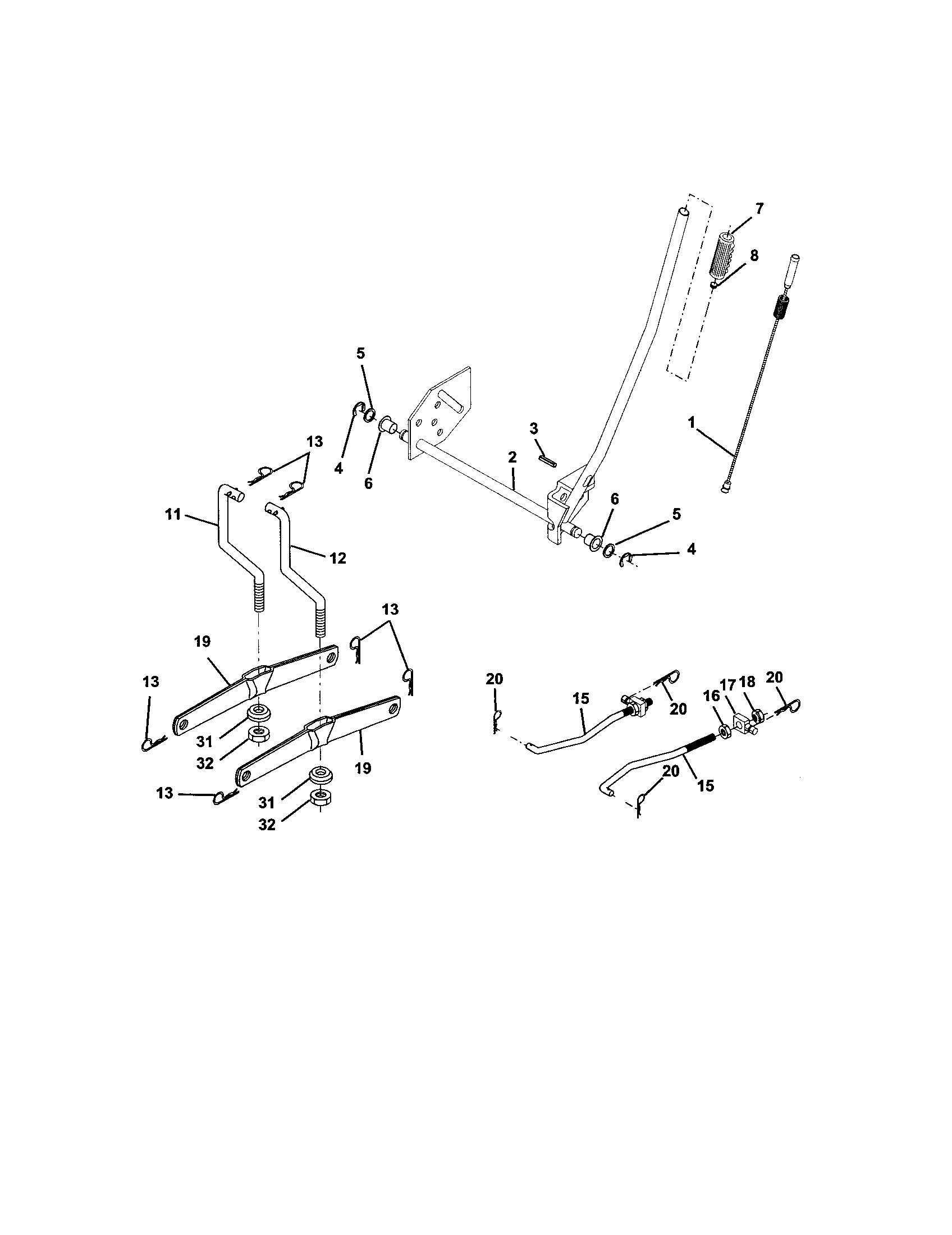 Lift Assembly Diagram and Parts List for 917272921  Craftsman Lawn Tractor