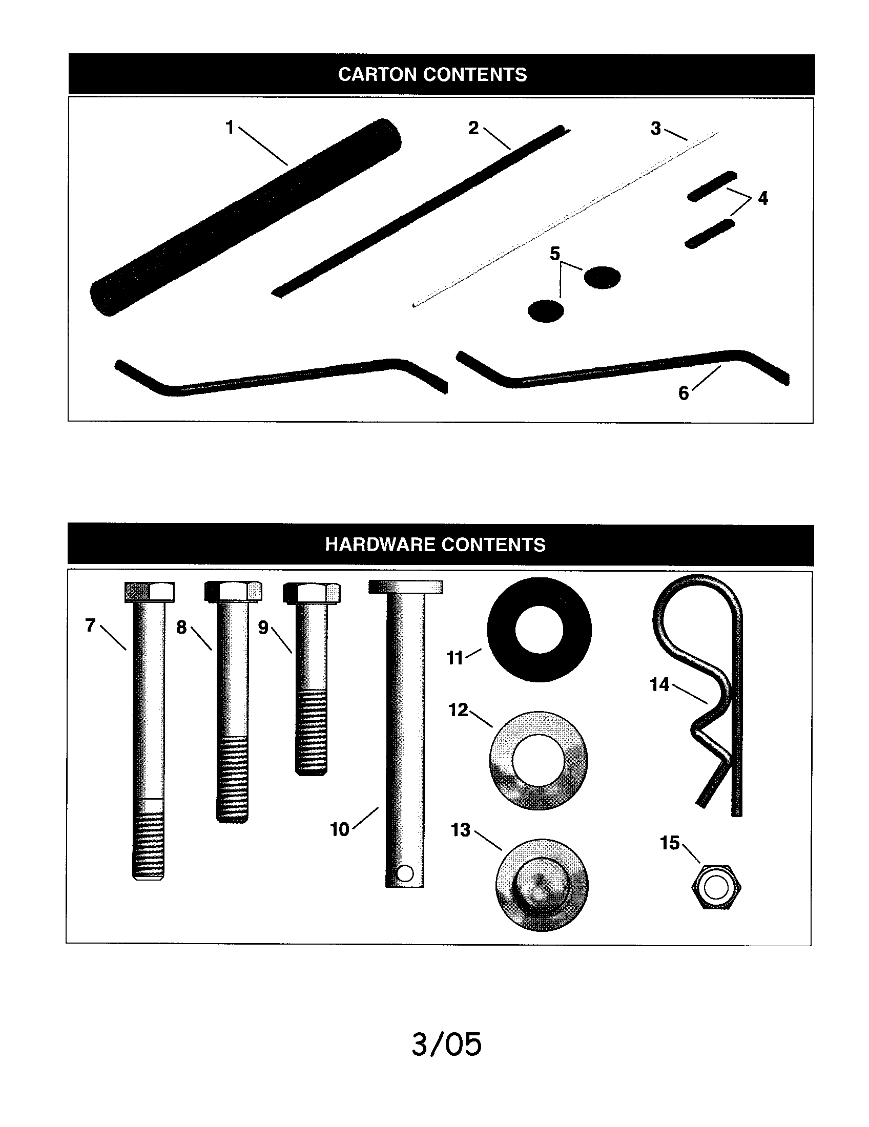 Striper Tube/scraper Bar//hardware Diagram and Parts List for 48625539  Craftsman Lawn Tractor