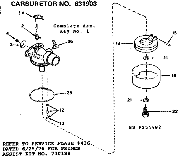 Carburetor Diagram and Parts List for 143254492  Craftsman Engine