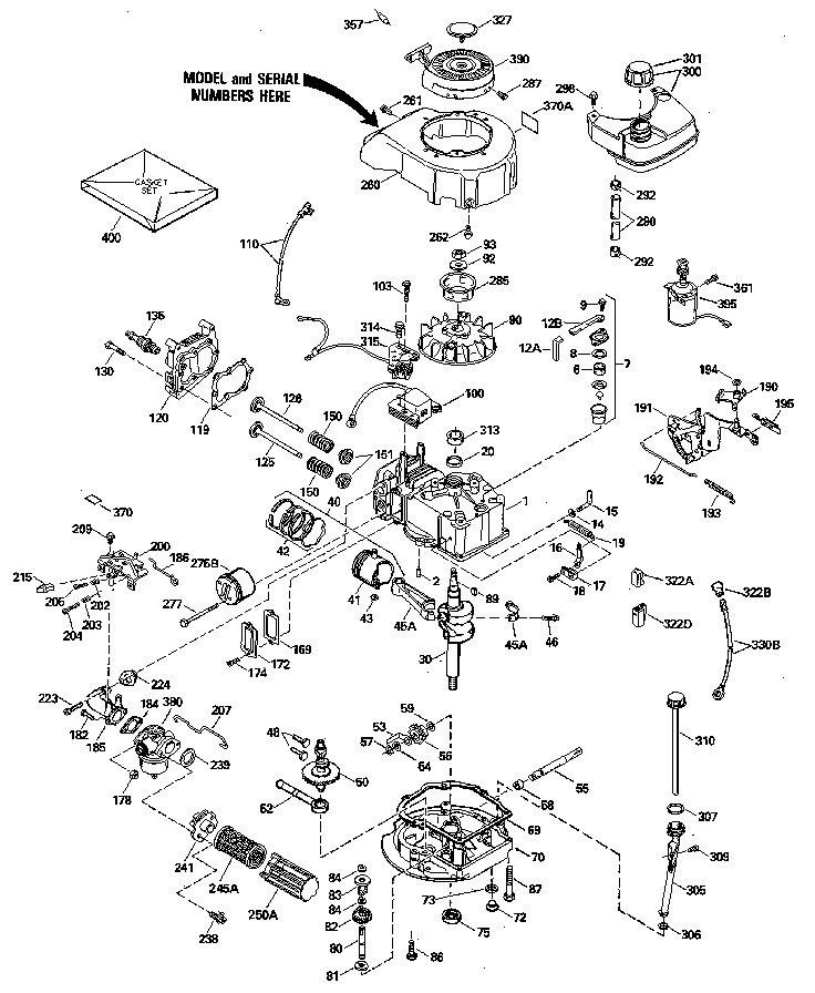 Replacement Parts Diagram and Parts List for 143404072  Craftsman Engine