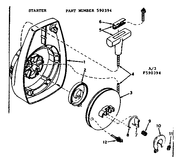 Rewind Starter Diagram and Parts List for 917590394  Craftsman Chainsaw