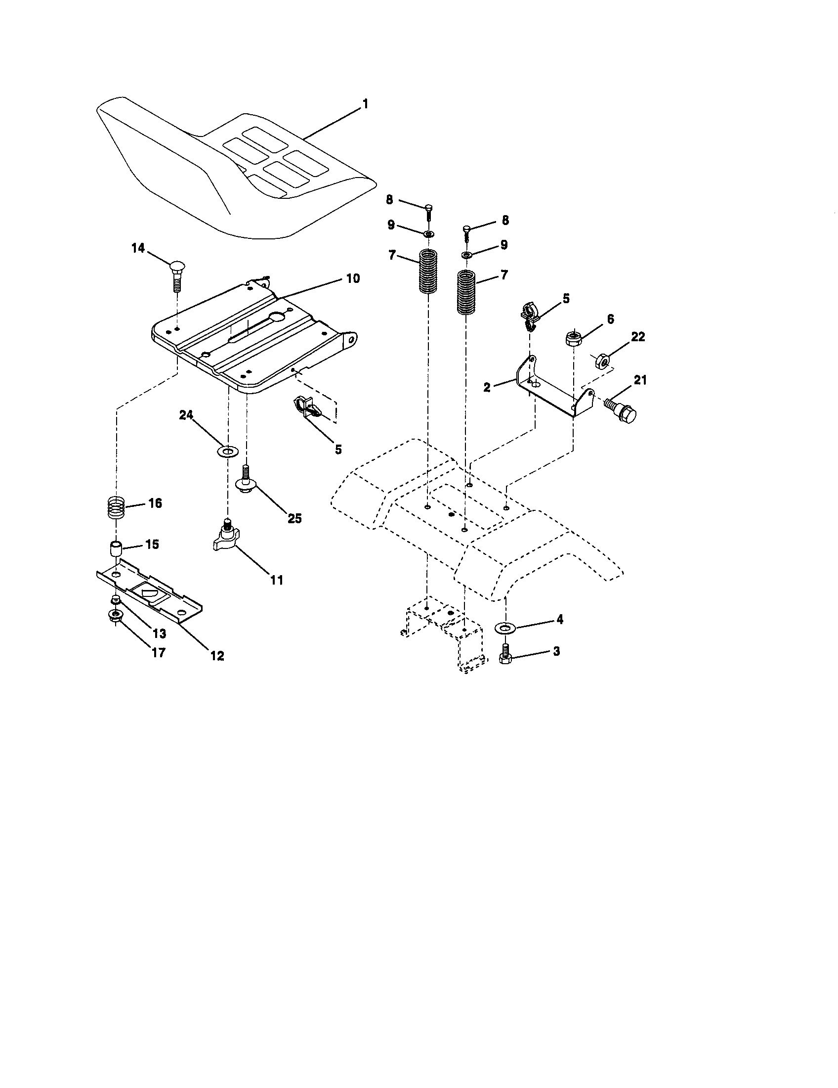 Seat Diagram and Parts List for 917276392  Craftsman Lawn Tractor