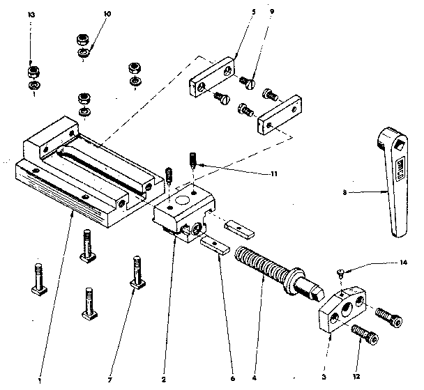 Body Assembly Diagram and Parts List for 2893  Craftsman Lathe