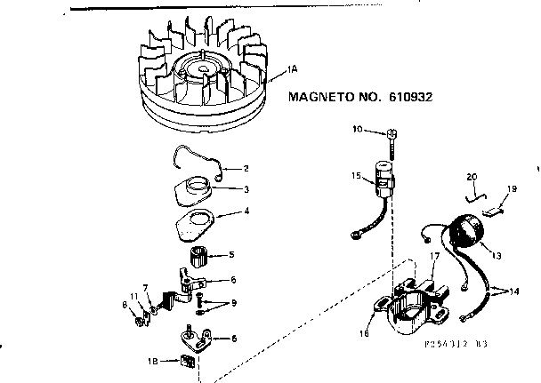 Magneto Diagram and Parts List for 143254312  Craftsman Engine