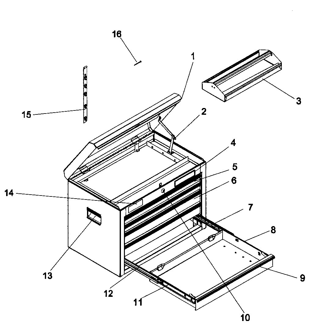 Chest Diagram and Parts List for 706618730  Craftsman Tool Stand & Cart