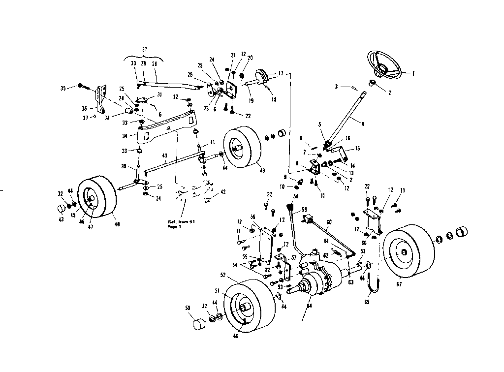 Steering And Front Axle Diagram and Parts List for 536250933  Craftsman Lawn Tractor