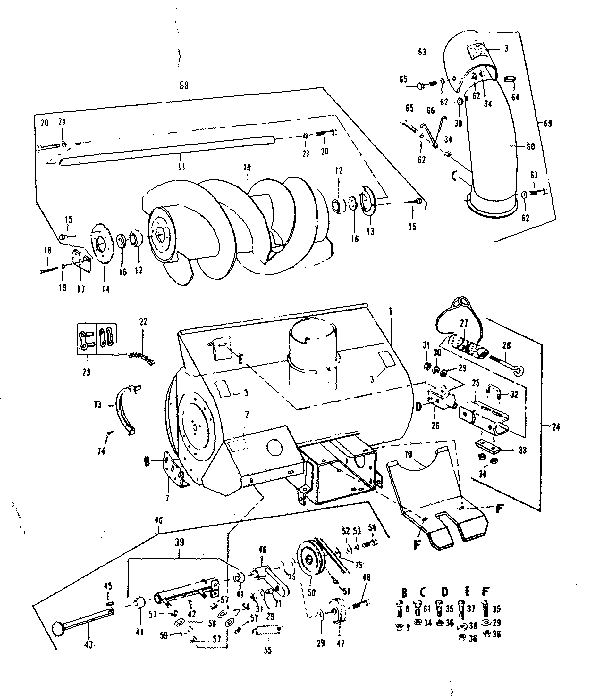 Auger  Assembly Diagram and Parts List for 84224072  Craftsman Snow Blower