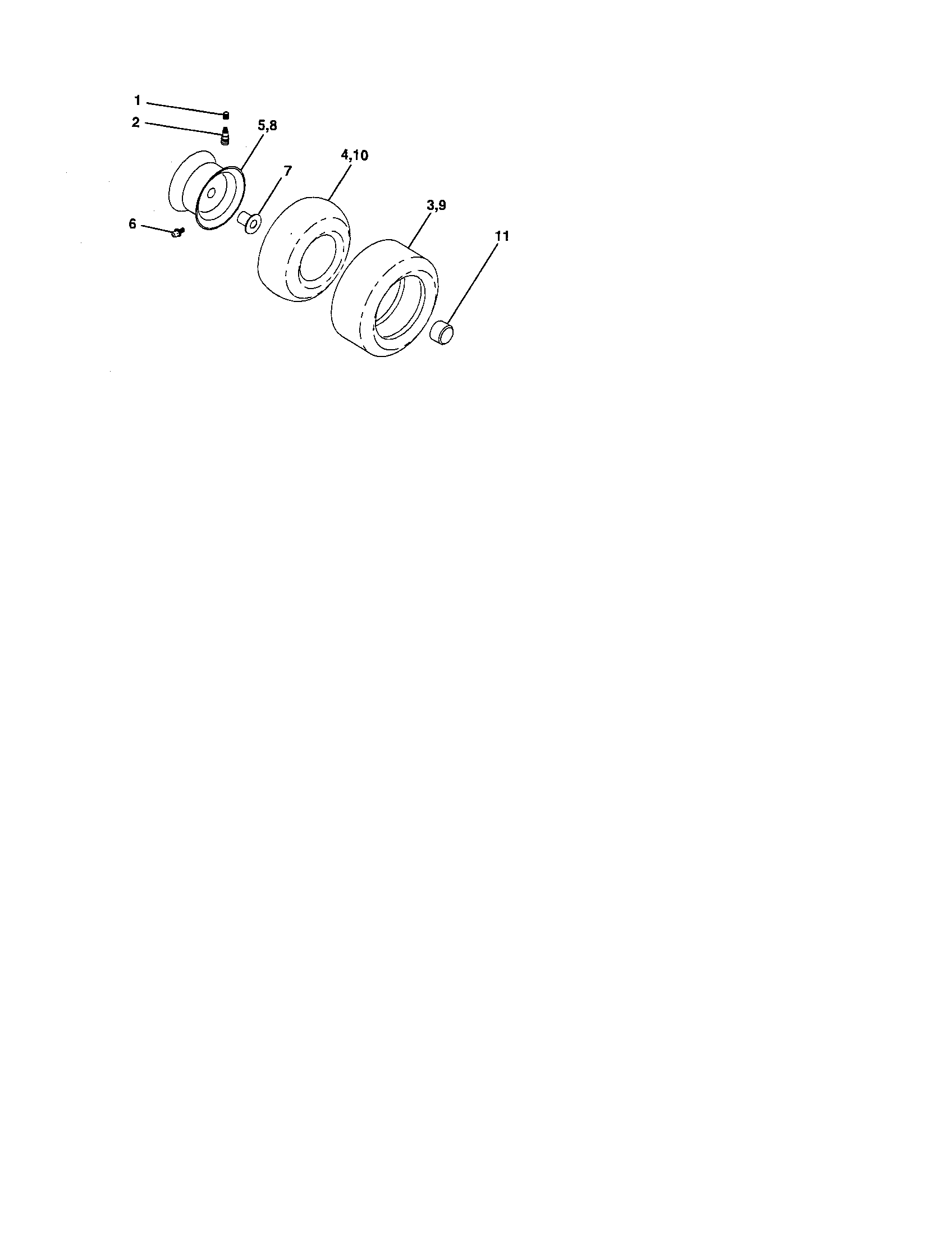 Wheels And Tires Diagram and Parts List for 917275753  Craftsman Lawn Tractor