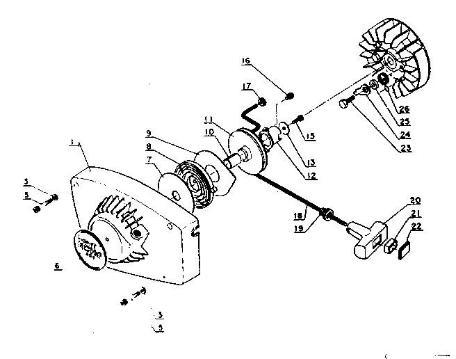 Recoil Starter Diagram and Parts List for CS-302  Craftsman Chainsaw