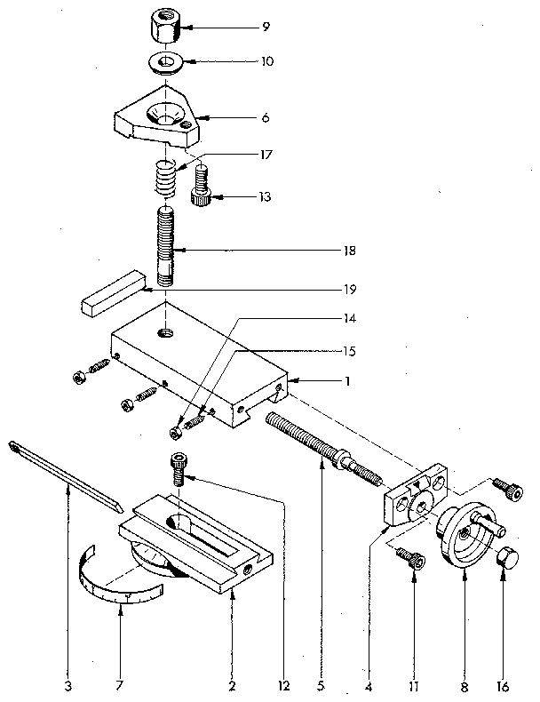 Compound Slide Diagram and Parts List for 549289000  Craftsman Lathe