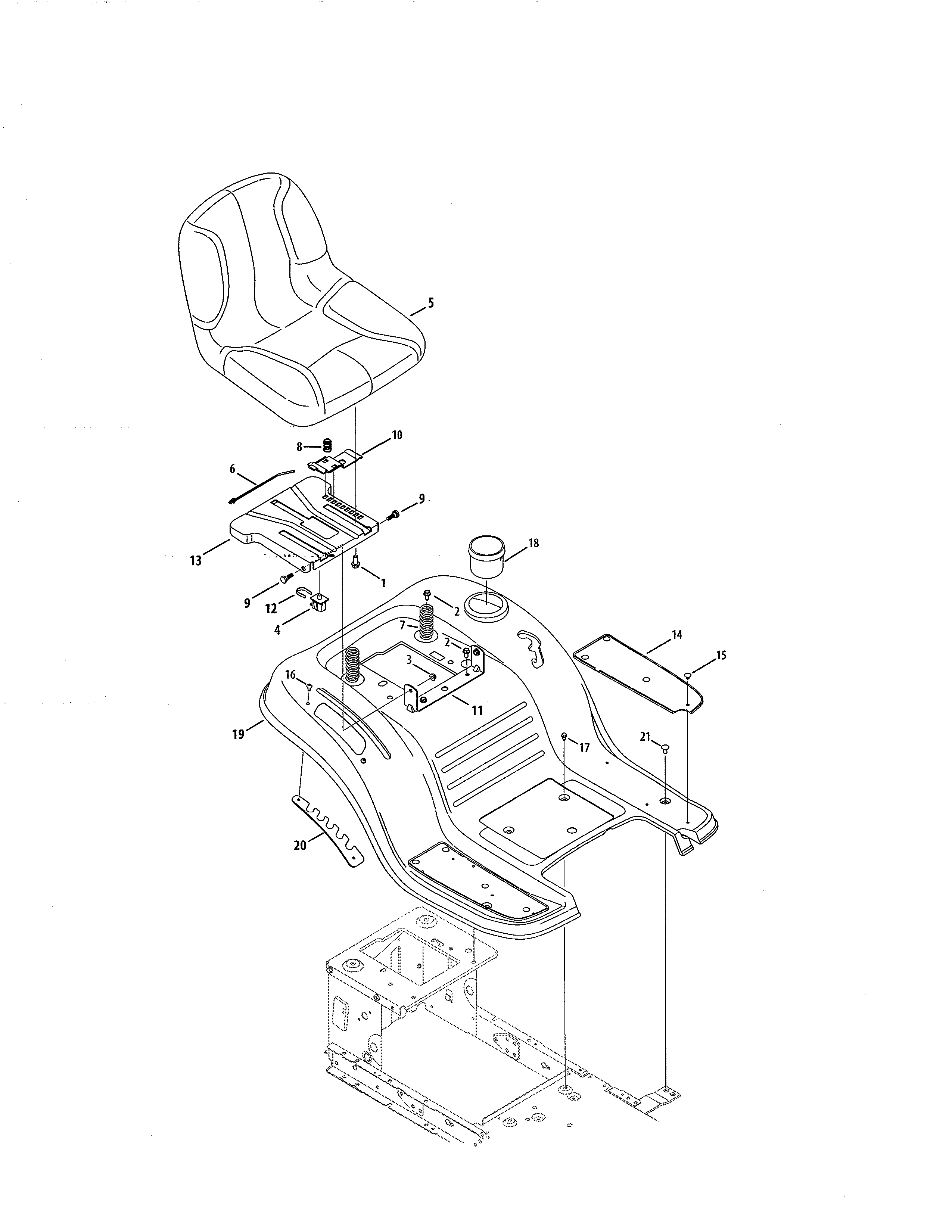 Seat/fender Diagram and Parts List for 247203775  Craftsman Lawn Tractor