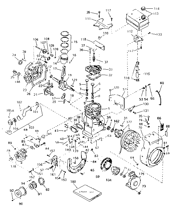 Basic Engine Diagram and Parts List for 143HS40-55505G  Craftsman Engine