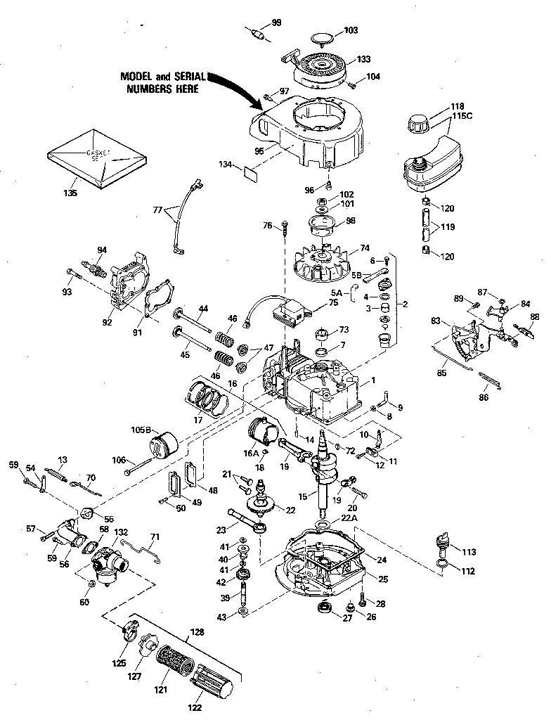 Replacement Parts Diagram and Parts List for 143394072  Craftsman Engine