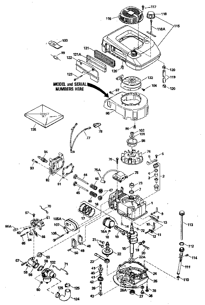 Replacement Parts Diagram and Parts List for 143394512  Craftsman Engine