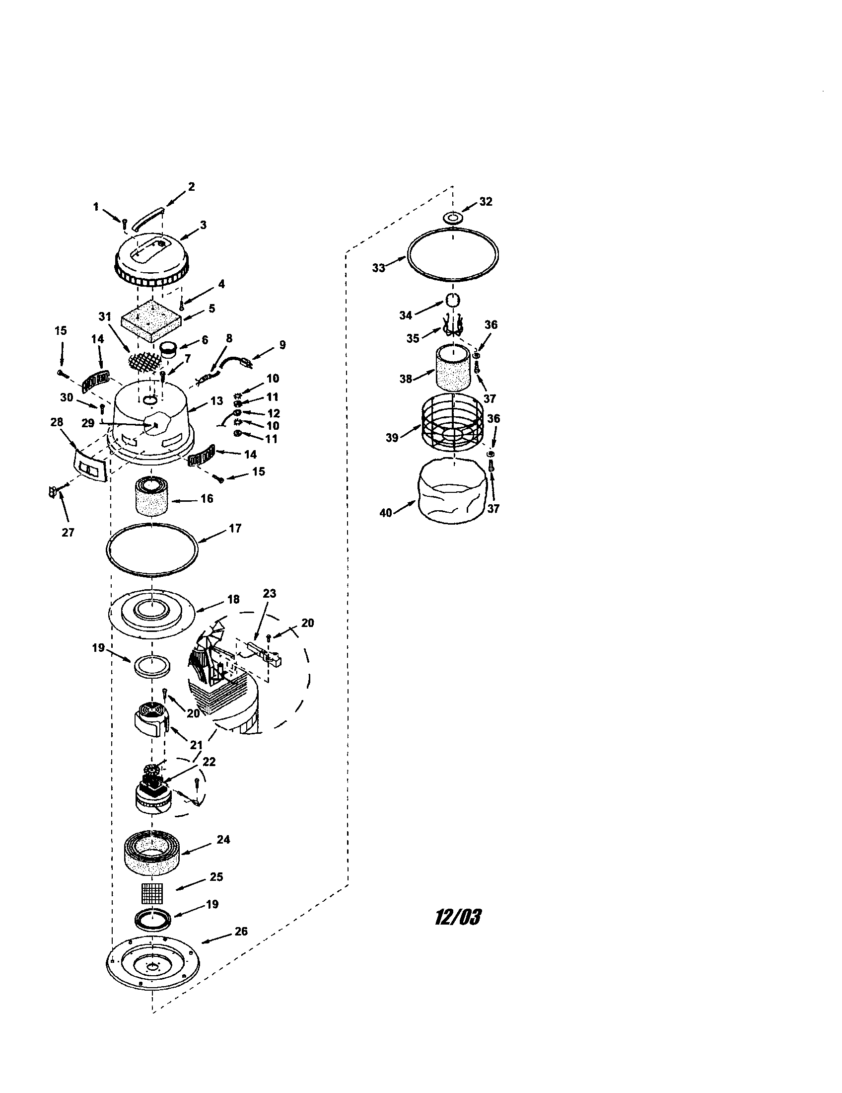 Motor/motor Cover/fan Cover Diagram and Parts List for 113179045  Craftsman Filters & Accessories