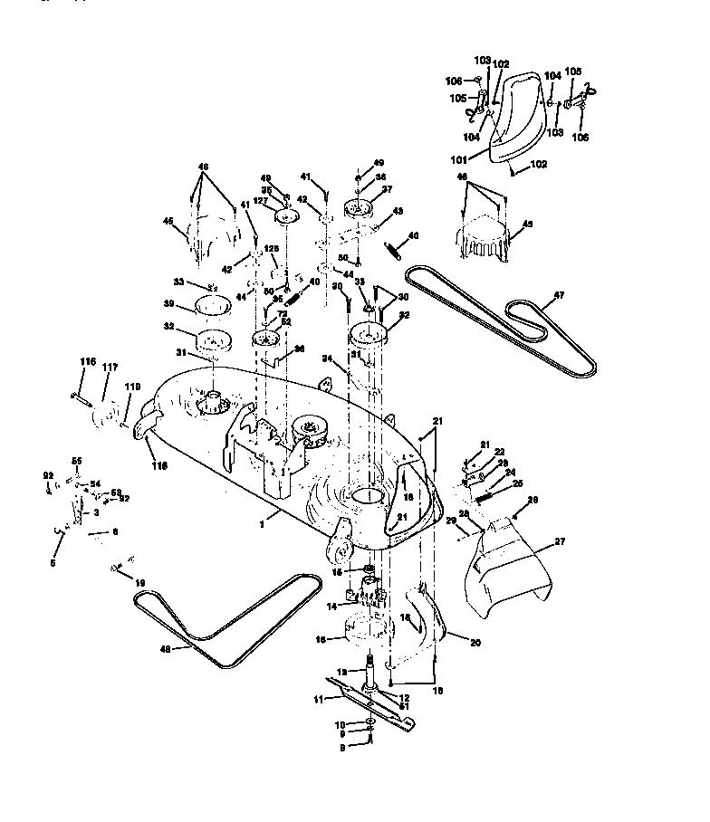 Mower Deck Diagram and Parts List for 917272020  Craftsman Lawn Tractor