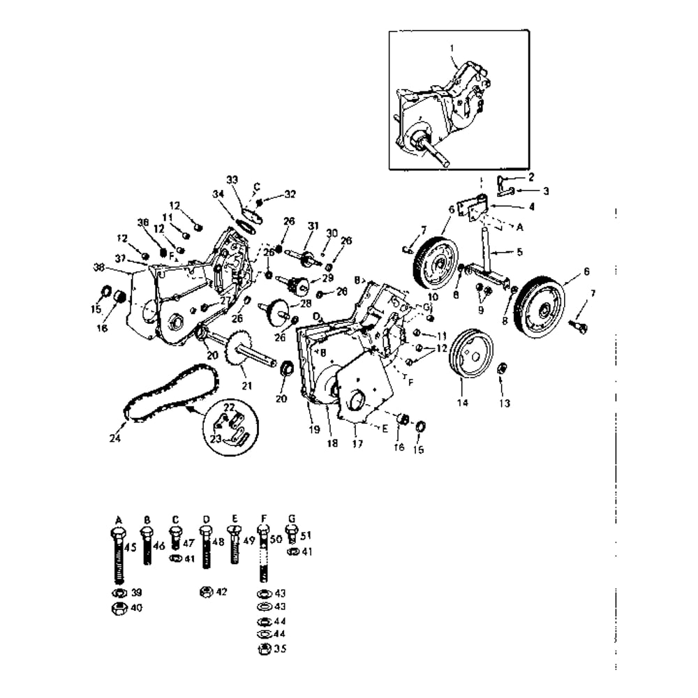 Transmission And Gauge Wheels Diagram and Parts List for HITCHADAPTERKITTX220AR  Craftsman Hoist & Winch