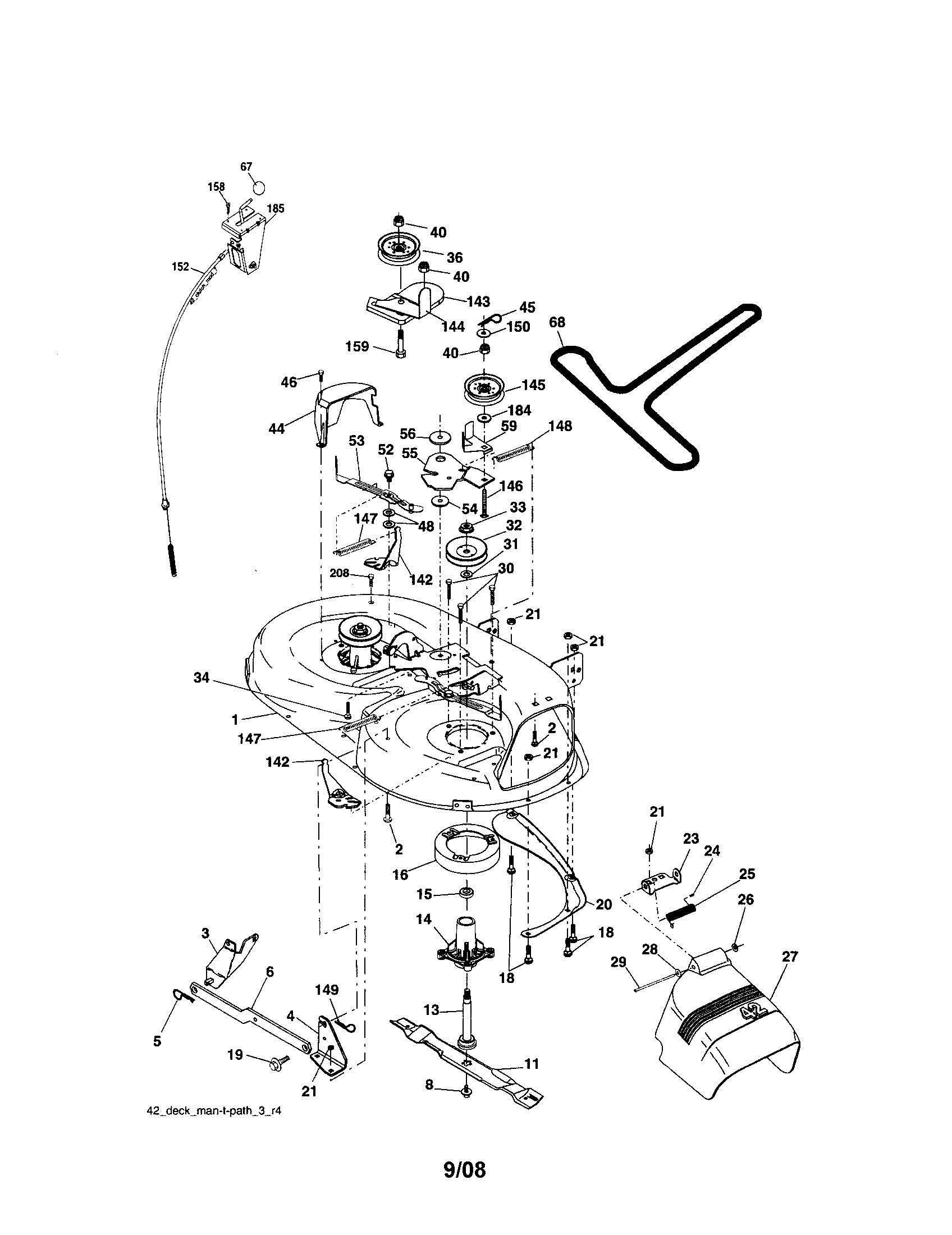 Mower Deck Diagram and Parts List for 917287051  Craftsman Lawn Tractor