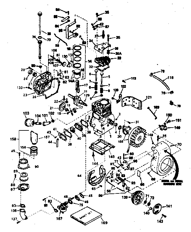 Basic Engine Diagram and Parts List for 143786142  Craftsman Engine