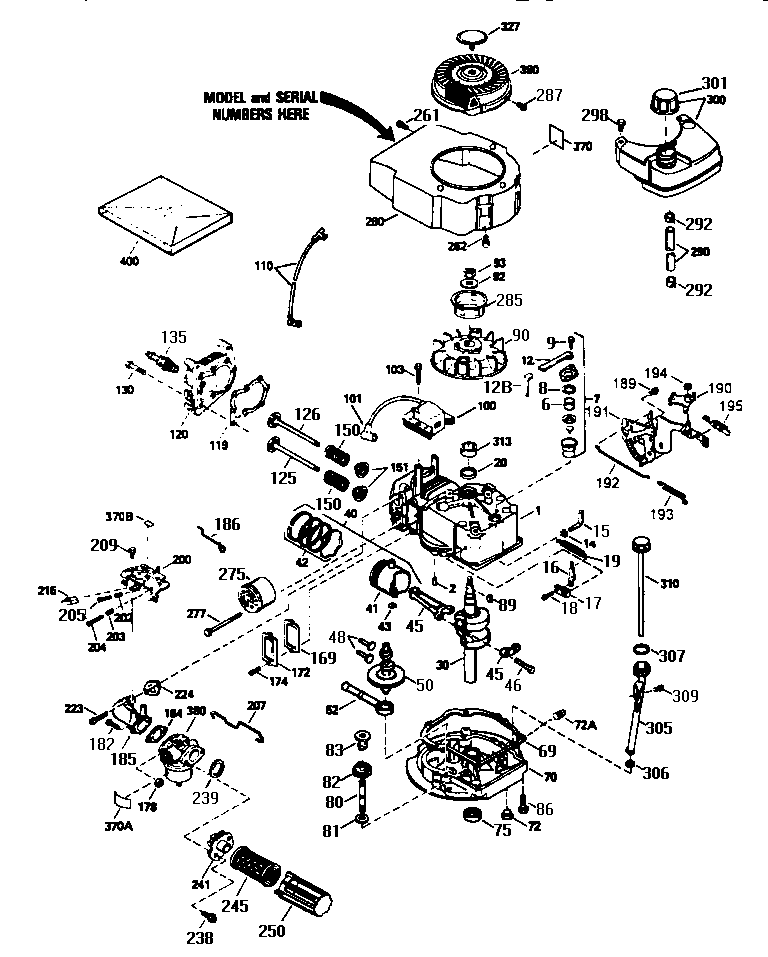 Replacement Parts Diagram and Parts List for 143944030  Craftsman Engine