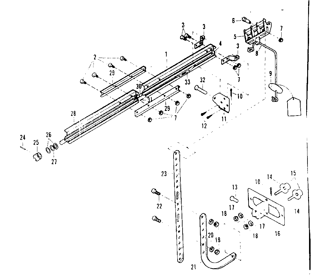 Rail Diagram and Parts List for 139664756  Craftsman Garage Door Opener