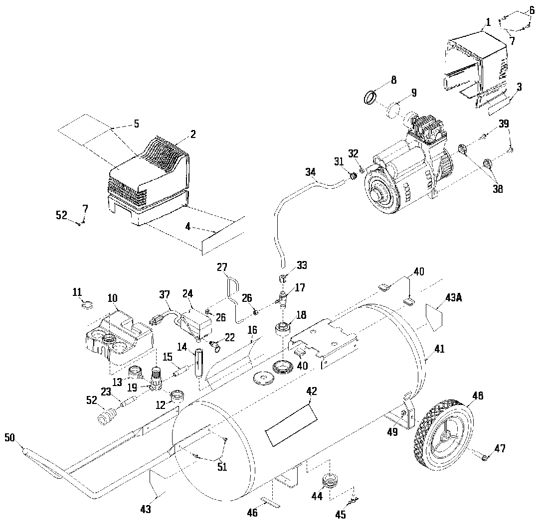 Default Diagram and Parts List for 919-72759 Type 1 Craftsman Compressor