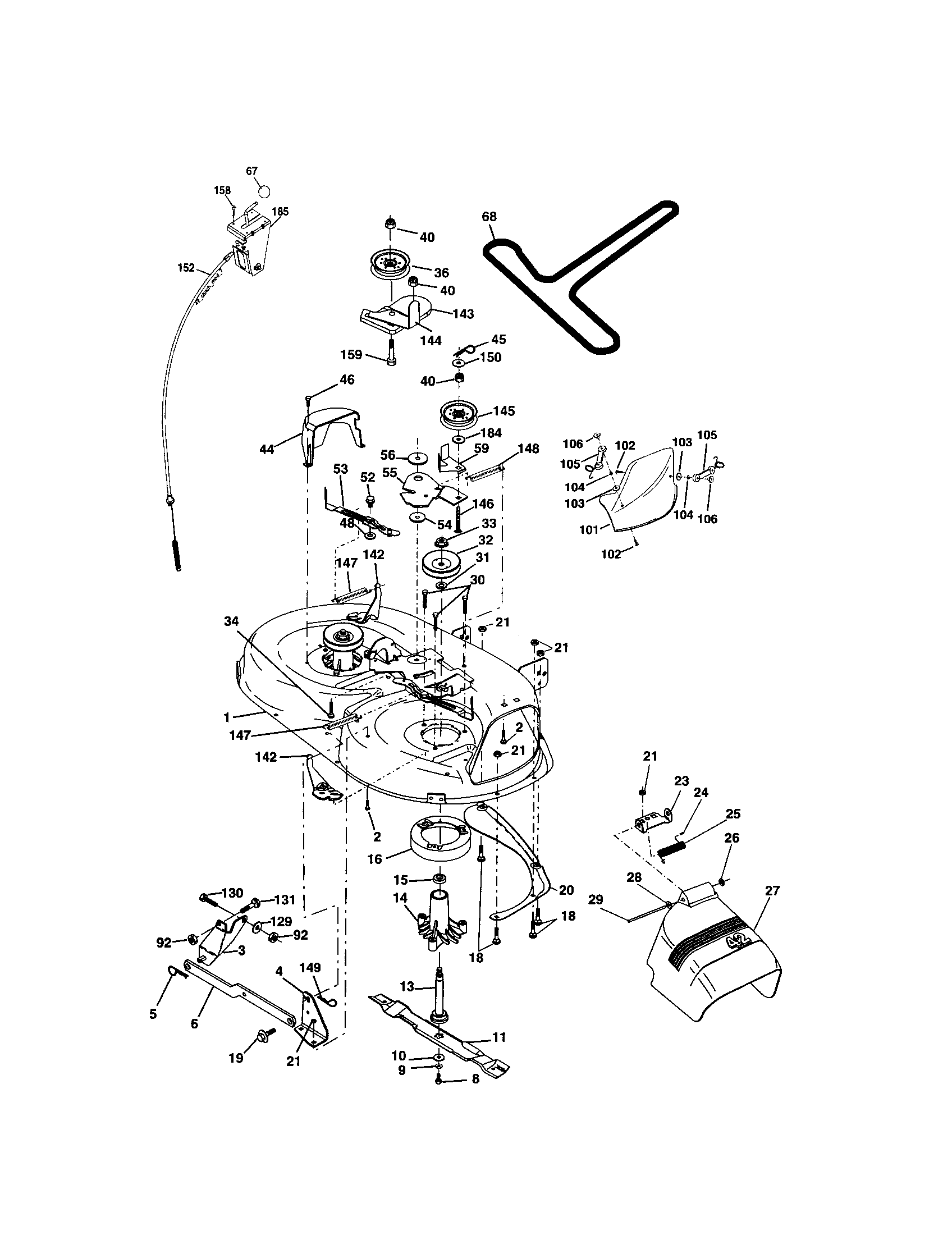 Mower Deck Diagram and Parts List for 917273396  Craftsman Lawn Tractor