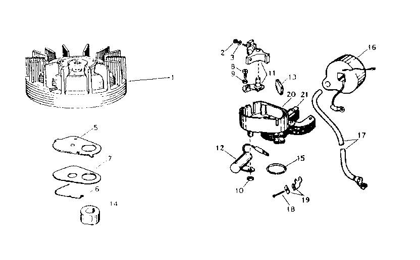 Magneto #610545 Diagram and Parts List for 91760030  Craftsman Chainsaw