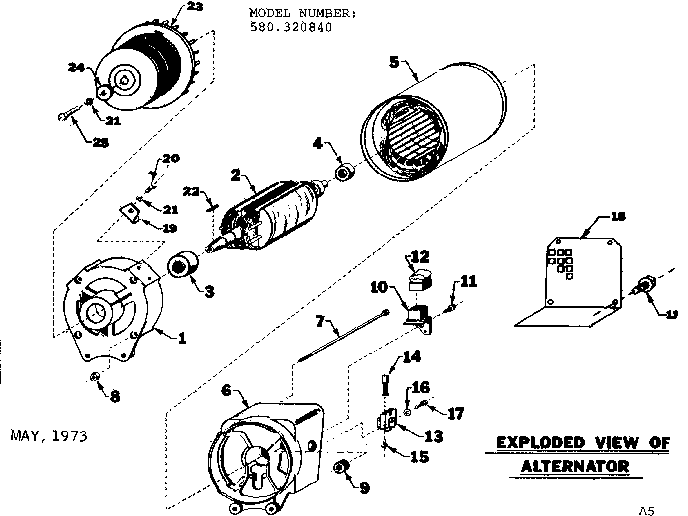 Stator Assembly Diagram and Parts List for 580320840  Craftsman Engine