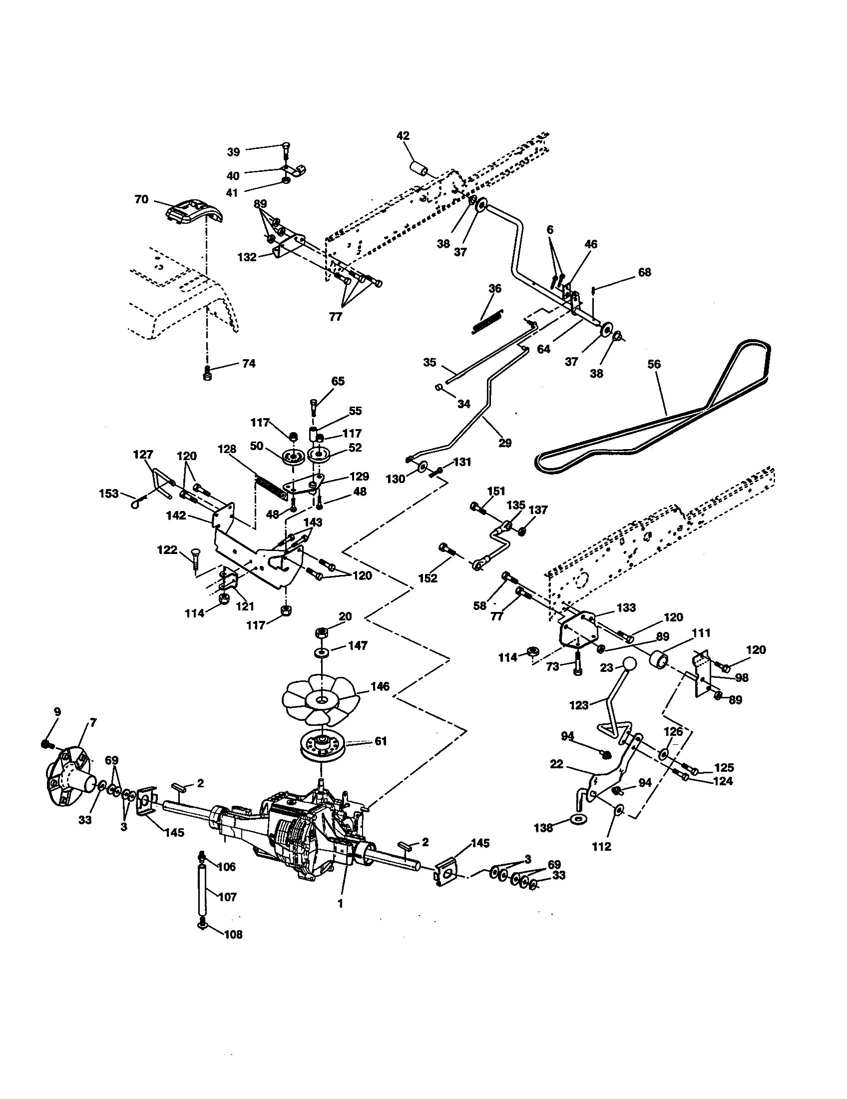 Drive Diagram and Parts List for 917277480  Craftsman Lawn Tractor