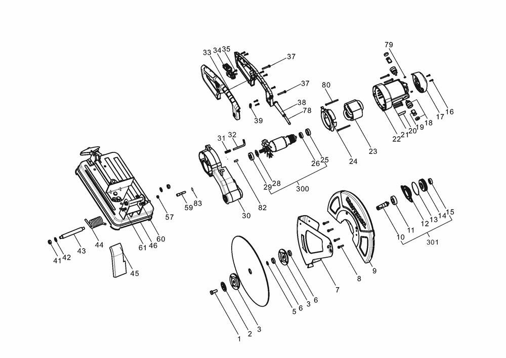 Diagram Diagram and Parts List for CMEM2500 Type 1 Craftsman Chop Saw