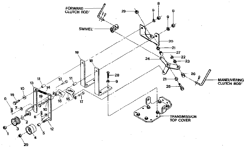 Forward/reverse idler assembly Diagram and Parts List for 98729905  Craftsman Tiller