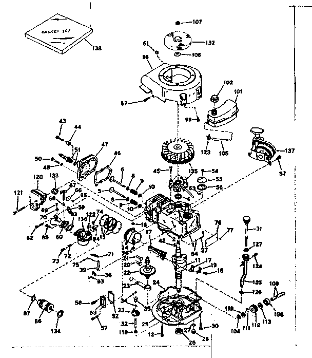 Basic Engine Diagram and Parts List for 143207062  Craftsman Engine