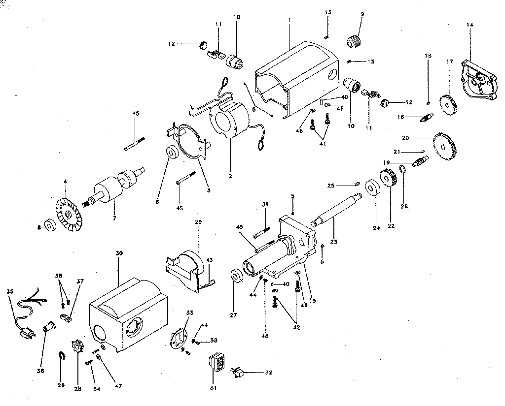 Motor Diagram and Parts List for 35123373  Craftsman Planer Jointer