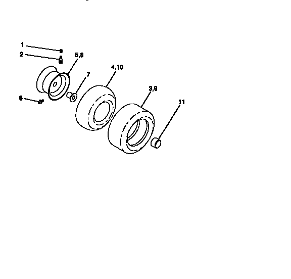 Wheels And Tires Diagram and Parts List for 917258516  Craftsman Lawn Tractor