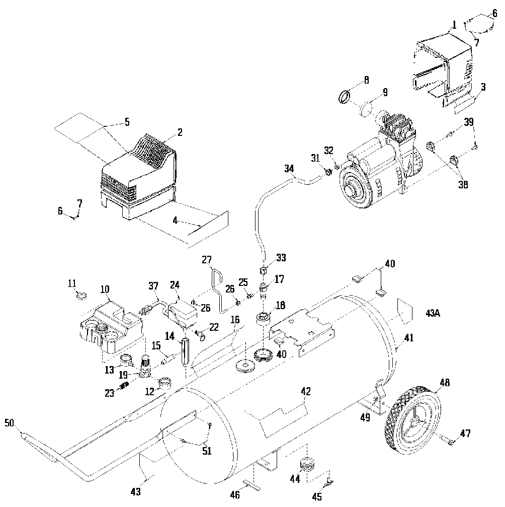 Default Diagram and Parts List for 919-72512 Type 0 Craftsman Compressor