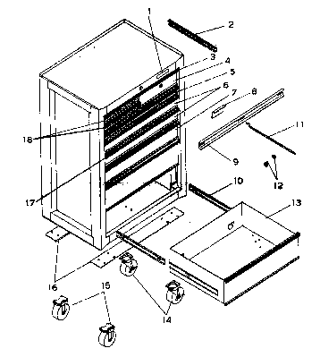 Chest Diagram and Parts List for 706652257  Craftsman Tool Stand & Cart